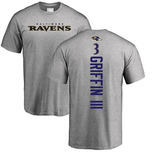 Men Baltimore Ravens Ash Robert Griffin III Backer NFL Football #3 T Shirt->nfl t-shirts->Sports Accessory